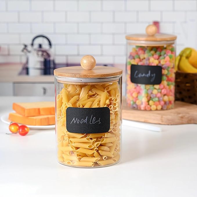 Airtight Glass Canister Set with Bamboo Lids, 2 Pieces