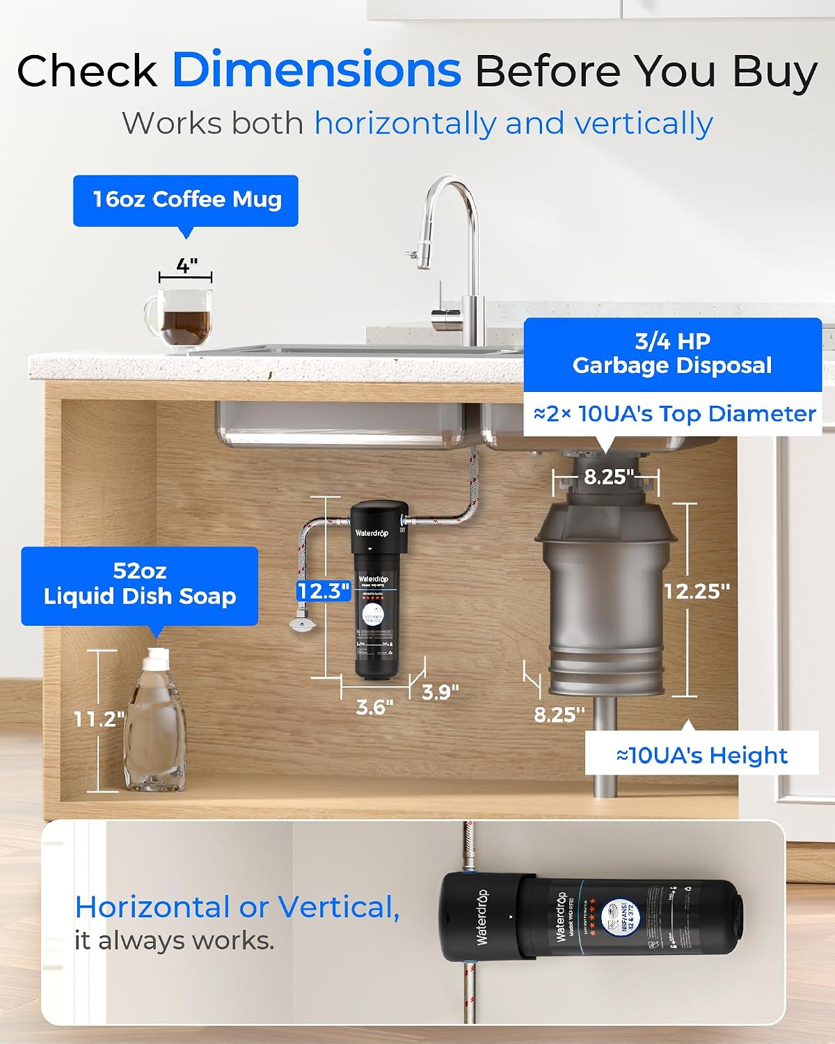10UA Under Sink Water Filter System, NSF/ANSI 42 Certified 1 Year – features
