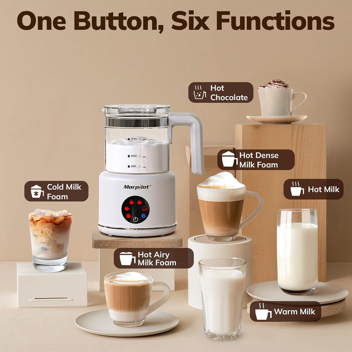 Large Electric Milk Frother and Steamer, 16.9oz/500ml Milk Steamer and Frother – set view