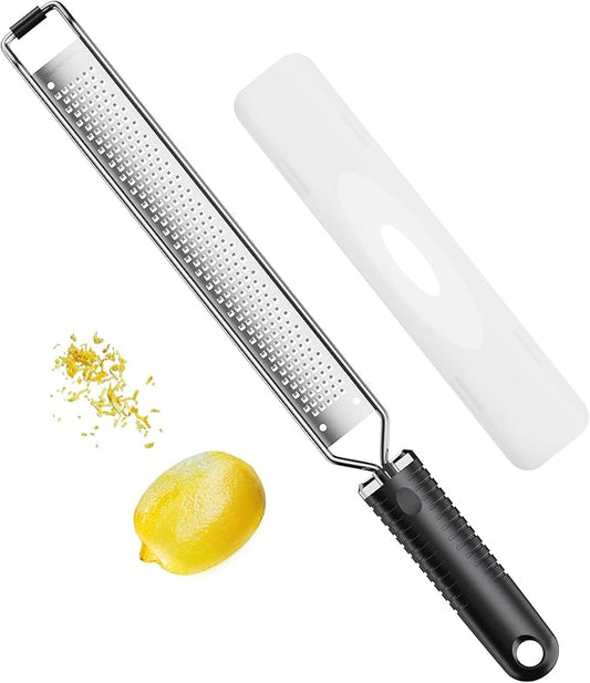 Lemon Zester and Cheese Grater with Secure-Grip Handle - Stainless Steel, 15x1.4 inches