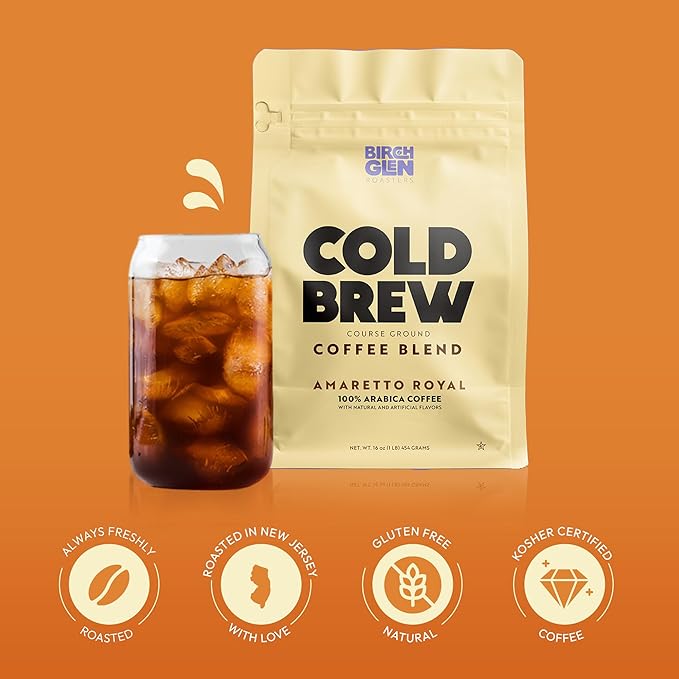 Birch Glen Roasters Cold Brew Coffee | Flavored Coarse Ground Coffee | Medium Roast | Artisanal Roasting | 100% Arabica |1 LB Bag | Crème Brûlée