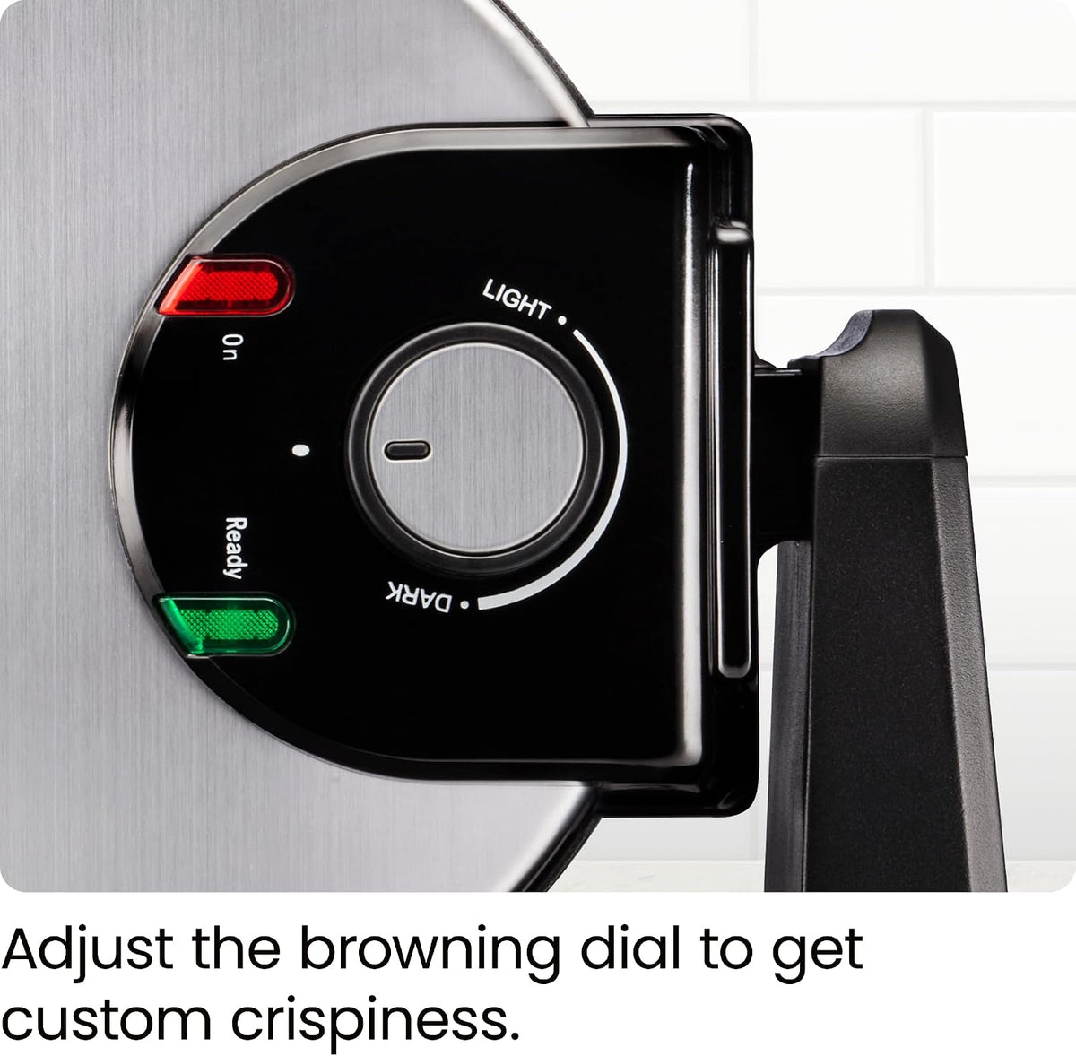 Rotating Belgian Waffle Maker, 180° Flip Iron w/ Non-Stick Plates, Adjustable – features