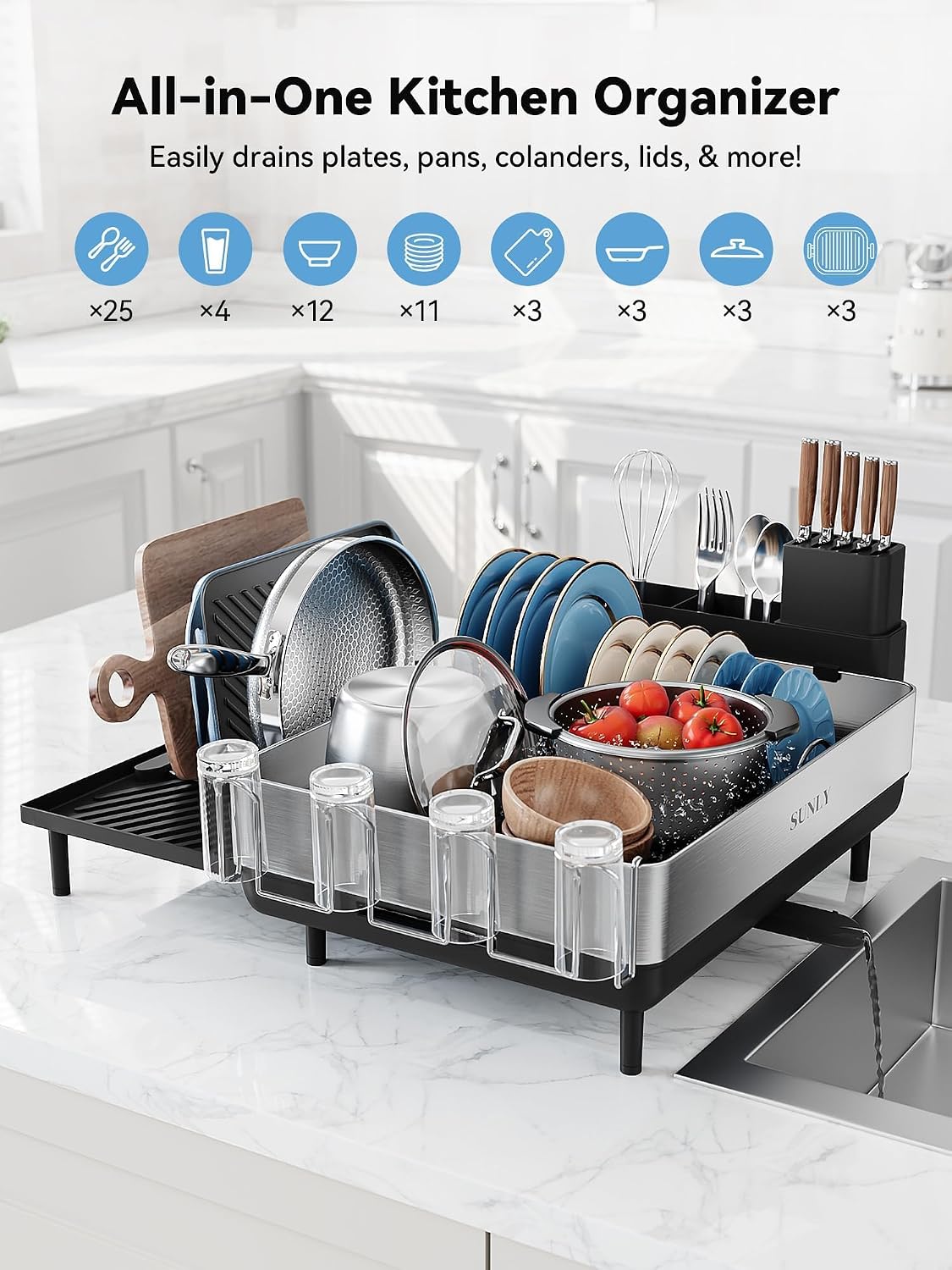 Large Dish Drying Rack, Expandable Dish Racks for Kitchen Counter, Space Saving – detail