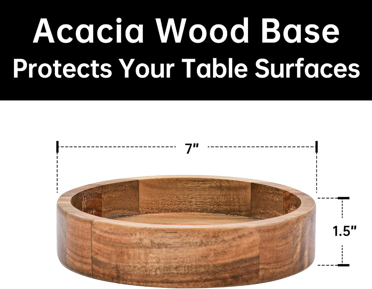 Extra Large Glass Salad Bowl Set - Party Salad Bowls with Acacia Wood Base – alternate view