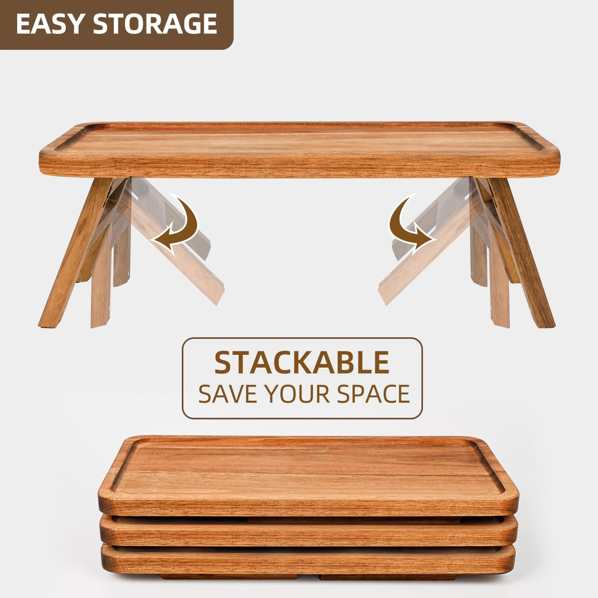 3 Tier Serving Tray Acacia Wooden Tiered Tray Stand Foldable Dessert Table – size reference