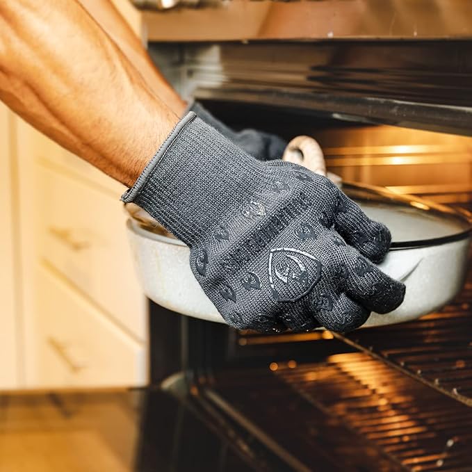 Oven Mitts Gray Aramid Heat Resistant Pair Rated to 932°F