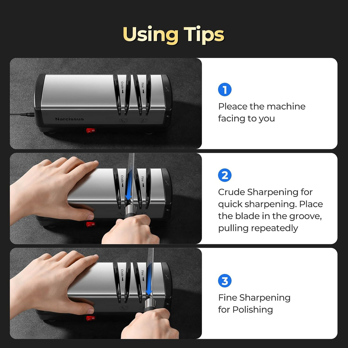 Knife Sharpener, Diamond Abrasives Electric Knife Sharpener for Stainless Steel – features