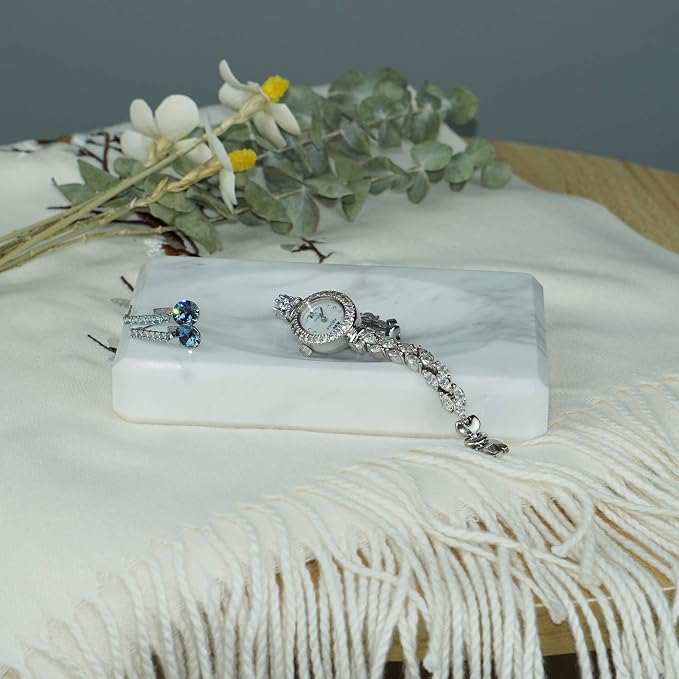 Soap Dishes: White Rectangular Marble Tray, 5.2 x 3.6 Inch