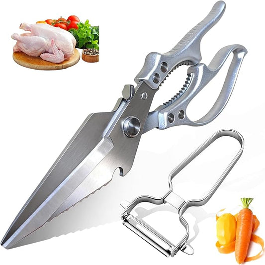 Poultry Shears Heavy Duty kitchen Scissors,Kitchen Shears For Food,Vegetable Peelers For Kitchen,Meat Scissors With Anti Slip Handle And Safety Lock,For Cutting Chicken,Fish,Vegetable