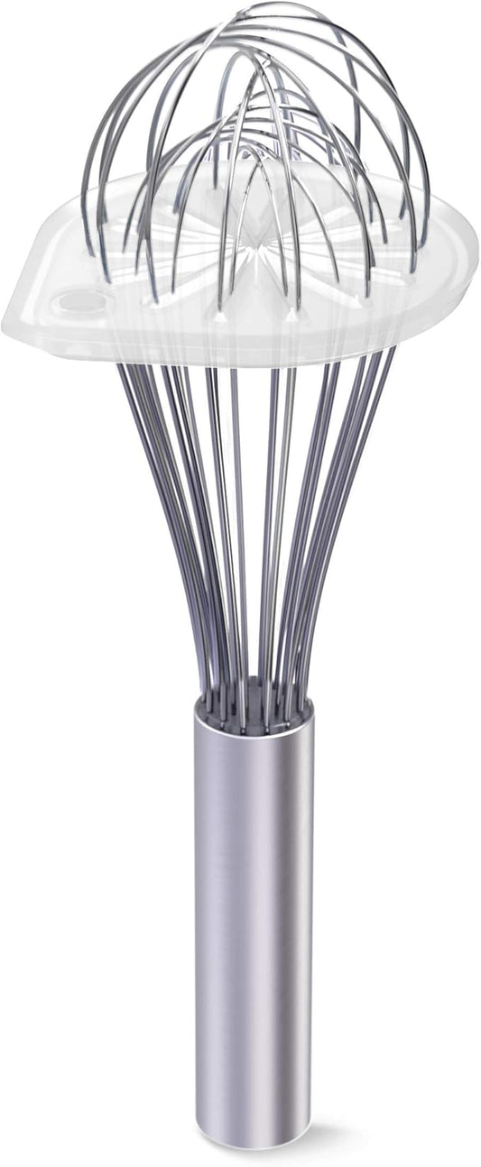 Whisk Wiper - Wipe a Whisk Easily - Multipurpose Kitchen Tool Made In USA - Includes 11" Stainless-Steel Whisk - Cool Baking Gadget, A Great Gift For Men & Women (2pc Whisk Wiper Set, Clear)