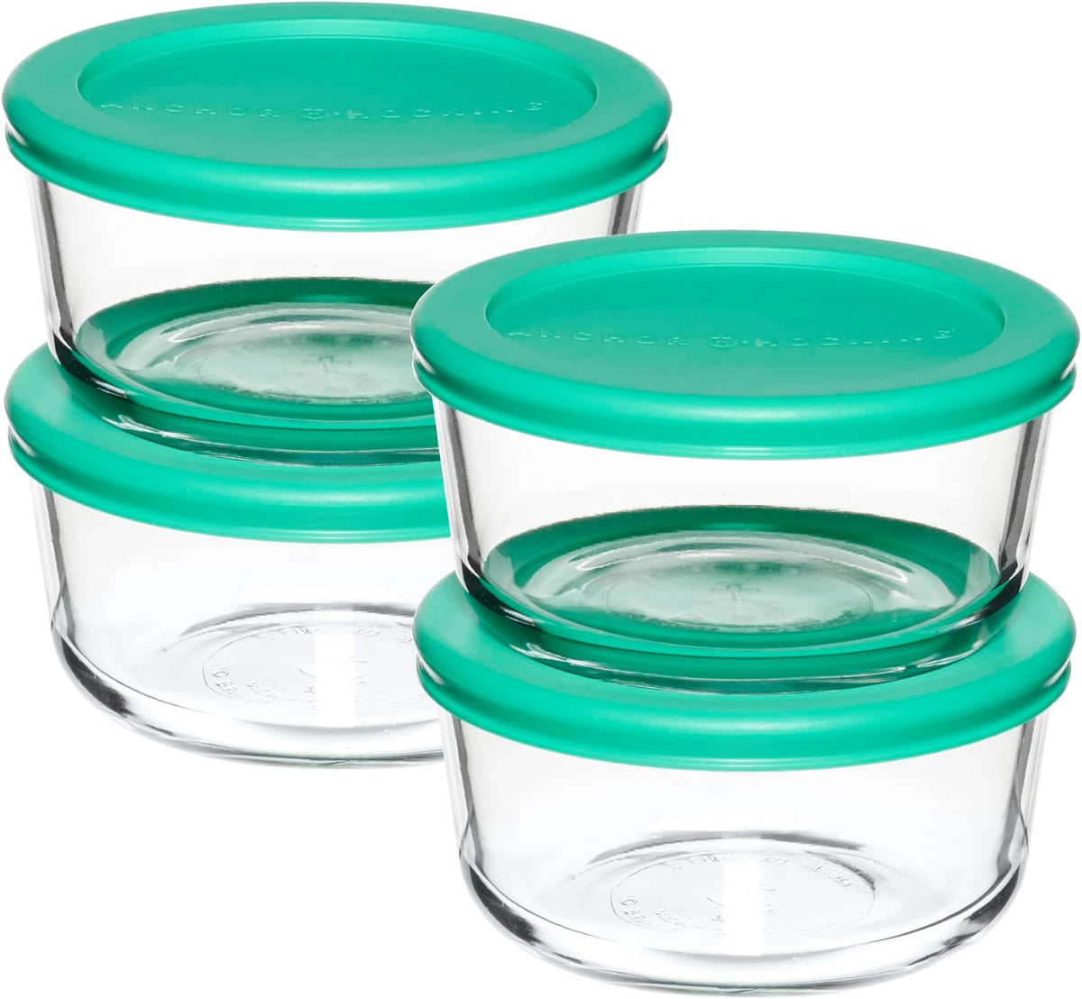 2 Cup Glass Storage Containers with Lids, Set of 4 Glass Food Storage