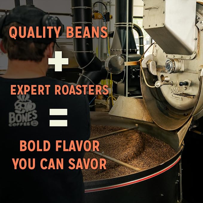 Bones Coffee Company Sugar Rush, Sugar Cookies Flavored Coffee, Medium Roast Low Acid Arabica Beans Compatible with Auto drip and French Press Coffee Maker, 12 Oz Whole Bean