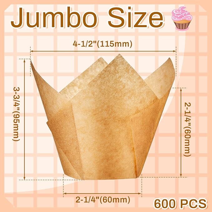 Baking Cups, 600 Count Light Brown Tulip Paper Muffin Liners