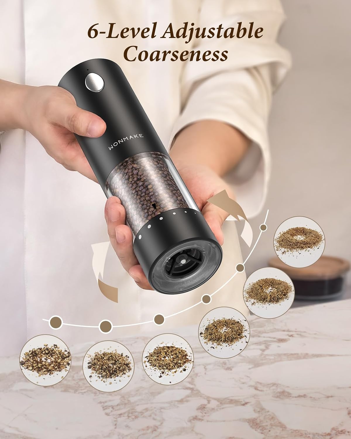 Electric Salt and Pepper Grinder Set with Charging Base, Black/Set – alternate view