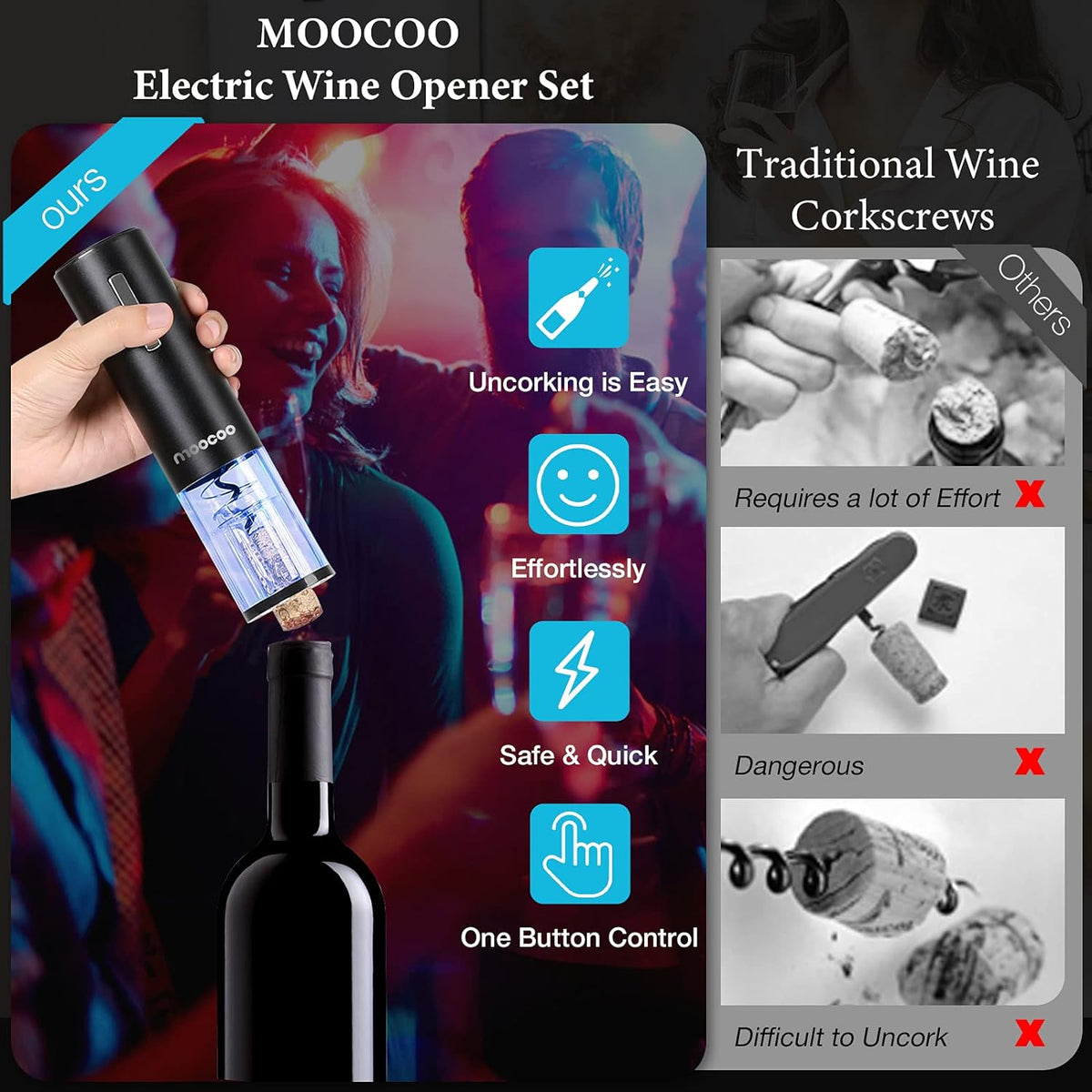 Electric Wine Opener with Charging Base, Cordless Electric Wine Bottle Opener – detail