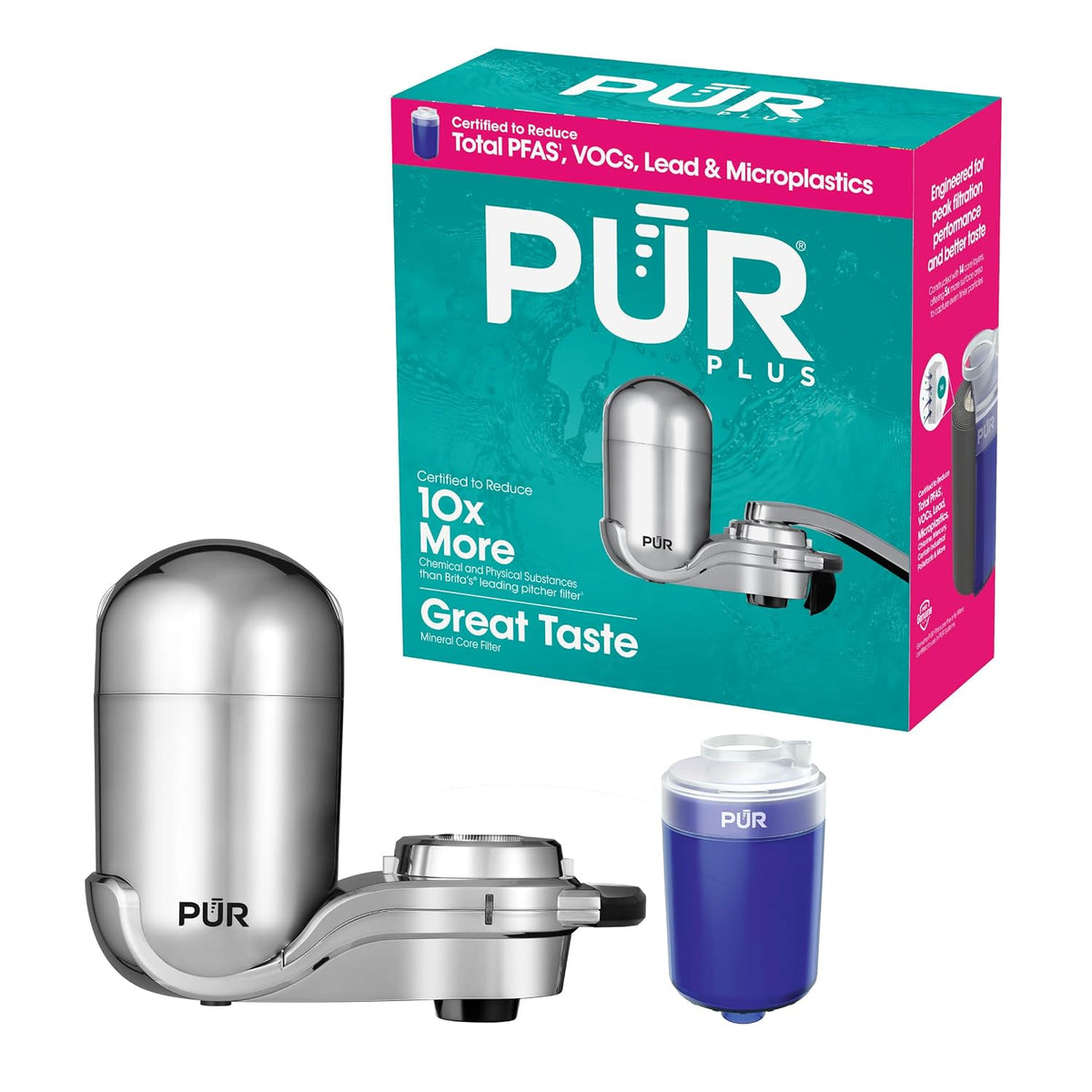 Plus Vertical Faucet Mount Water Filtration System, Lead-Reducing Filter