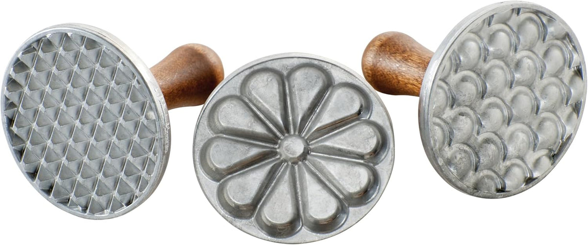 Heirloom Cookie Stamps (Set of 3), Sturdy Cast Aluminium Cookie Stamp Set