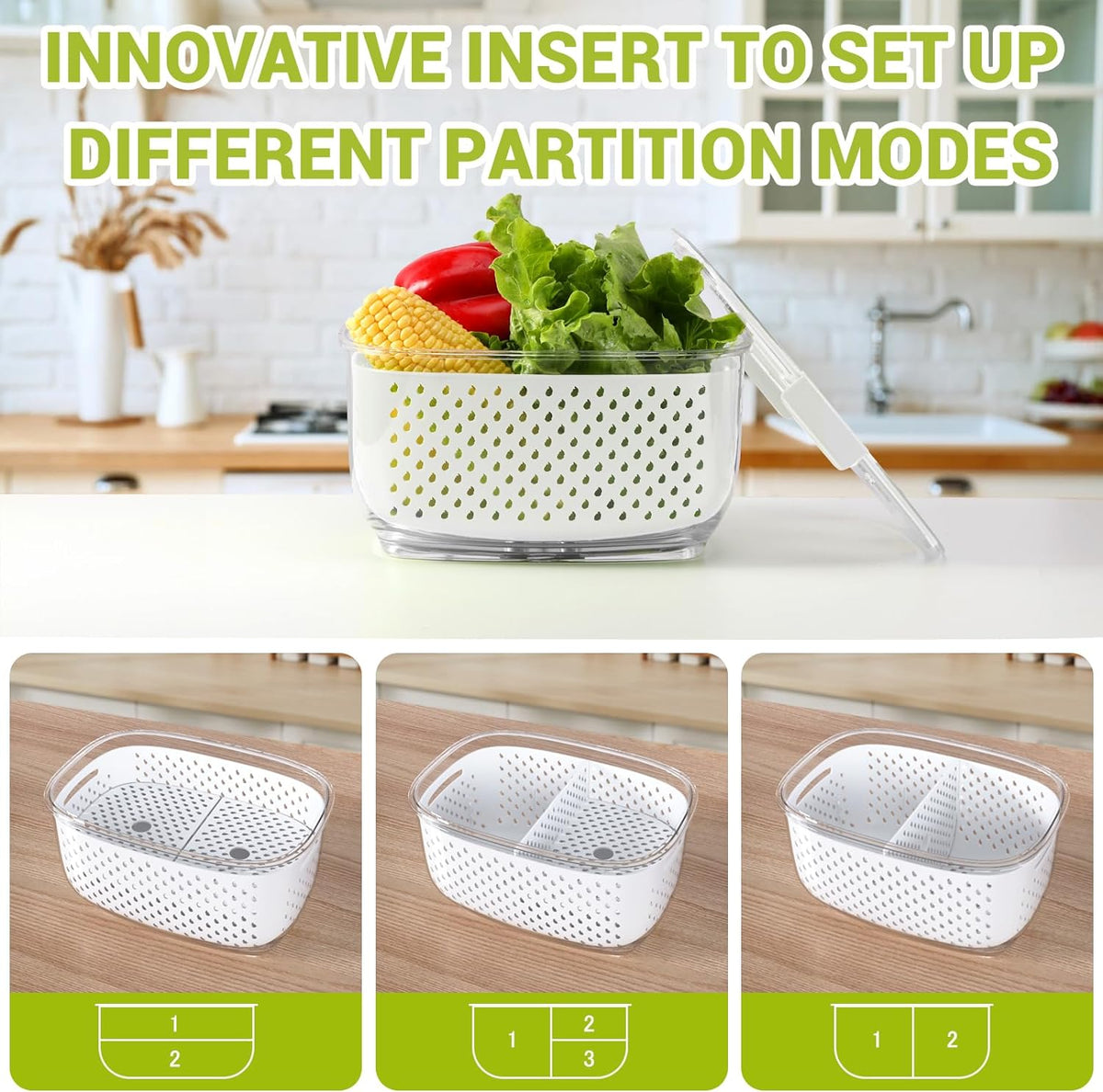 Fresh Produce Vegetable Fruit Storage Containers 3Piece Set, BPA-free – features