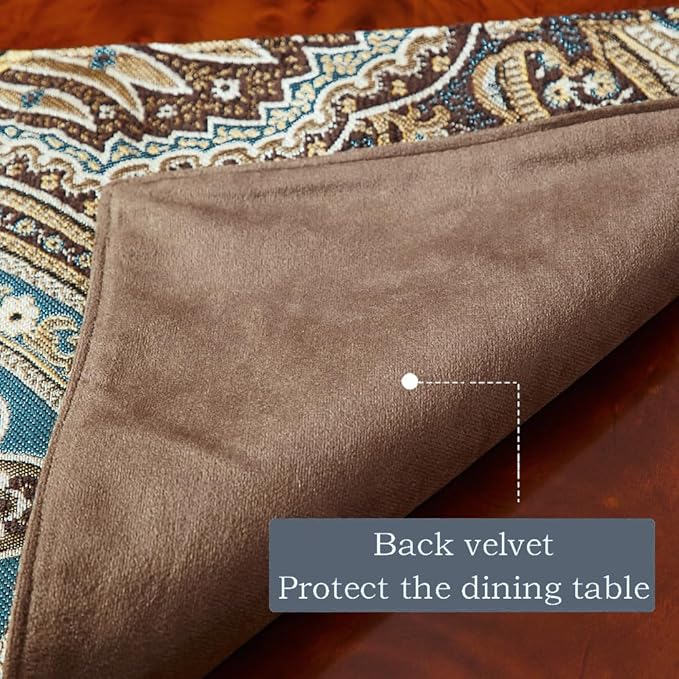 Table Runner 12x90 Inch Coffee Floral Embroidered with Beaded Tassels