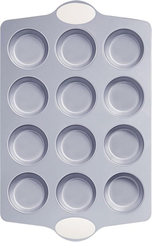 Ceramic Muffin Pan,12-Cup Nonstick Aluminized Steel Cupcake Pans, Healthy Non-Toxic Ceramic Coating Muffin Tin, 1 Pack Cup Cake Pans for Baking Cream