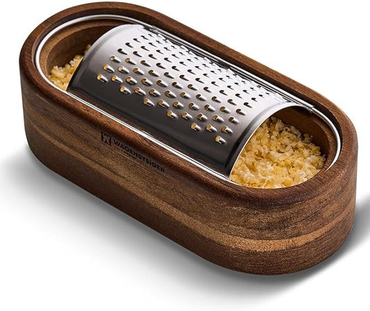 Removable SUS304 Stainless Steel Cheese Grater with Wooden Container, Wooden Shredder, Citrus Zester, Perfect for Presenting Freshly Grated Cheese or Zest