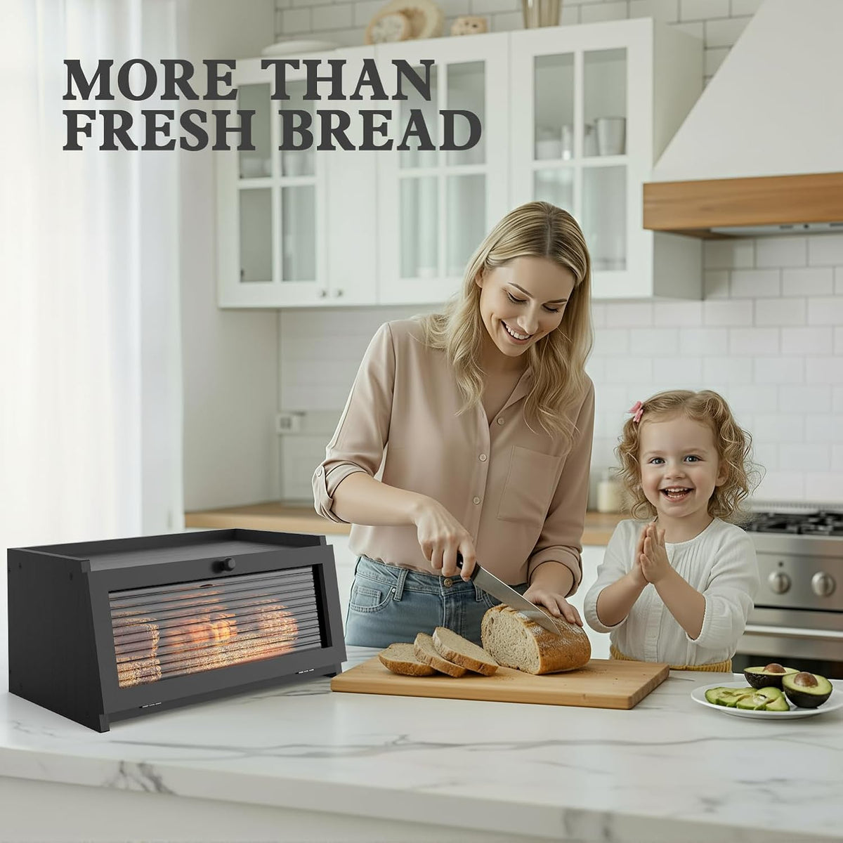 Bread Box for Kitchen Countertop,Black – features