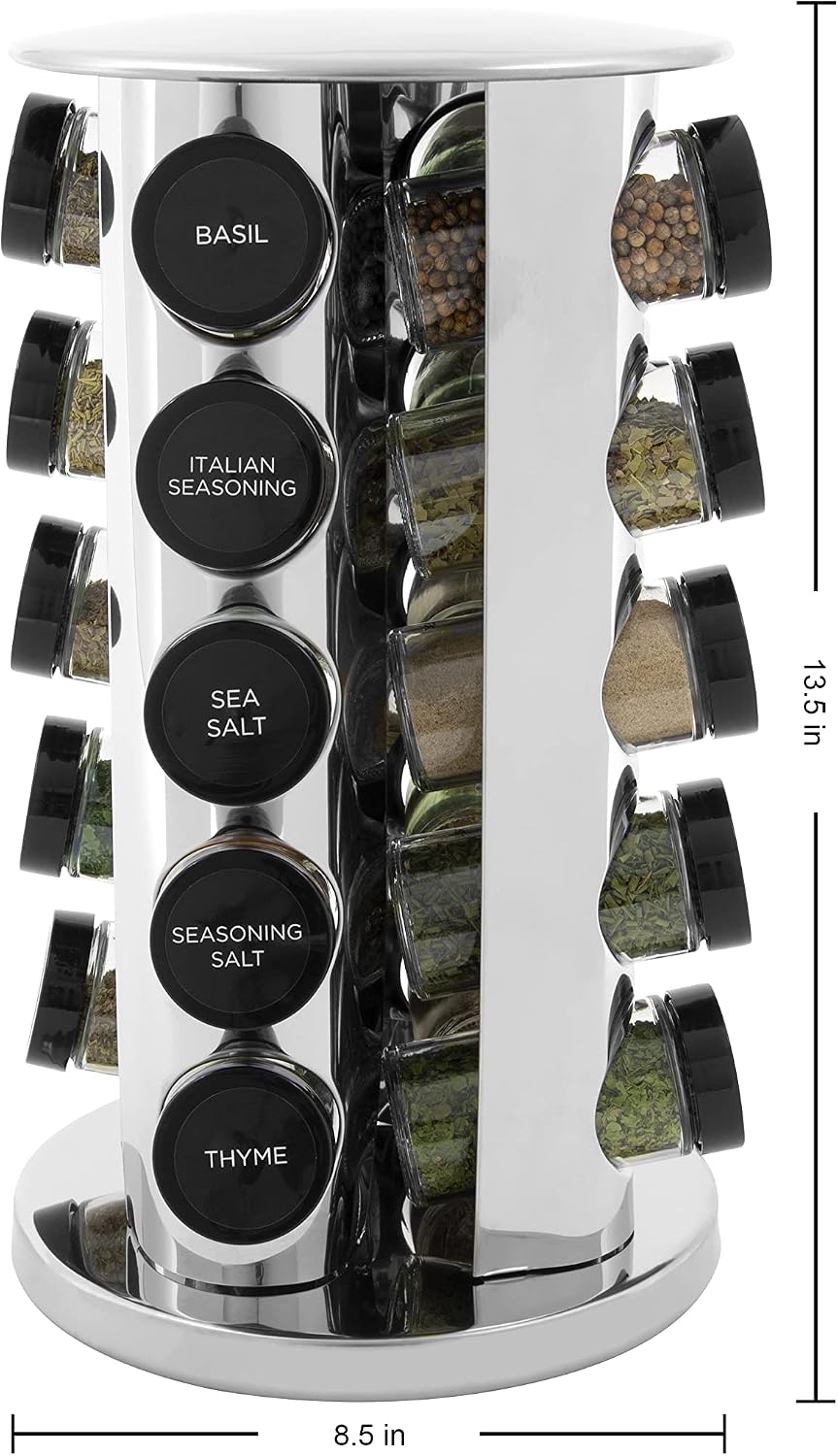 20 Jar Revolving Countertop Spice Rack with Spices Included, FREE Spice Refills – detail