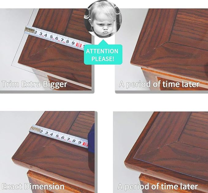 NECAUX Custom Multisize 1.5mm Thick Frosted PVC Table Cover Protector - 54 x 120 Inch Plastic Protective Table Pad Kitchen Wood Grain Vinyl 10 Foot Dining Room Table/Meeting Table Cover