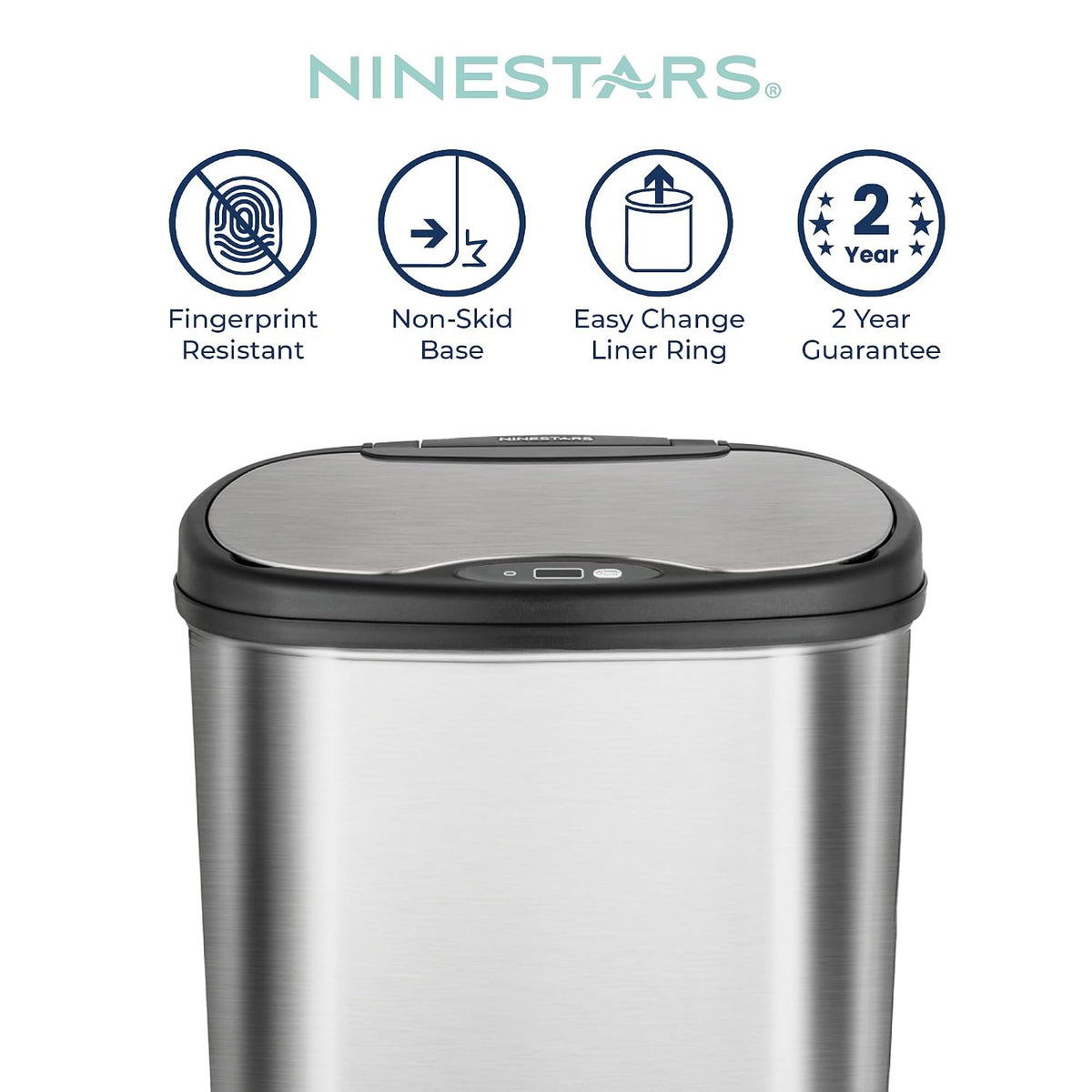 13 Gallon Oval Automatic Trash Can, 50L Touchless Motion Sensor Garbage Can – close-up
