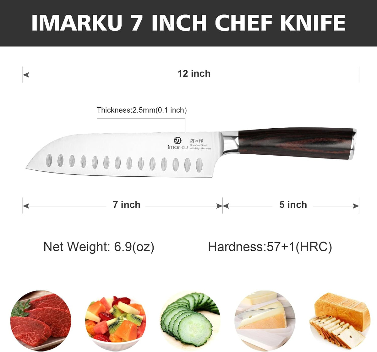 Santoku Knife 7 Inch, Ultra Sharp Japanese Chef Knife-Kitchen Knife – detail