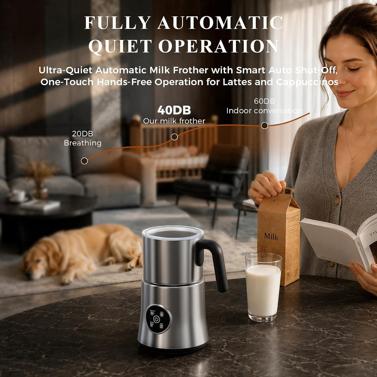 Automatic Electric Milk Frother and Steamer with Hot and Cold Foam – another angle