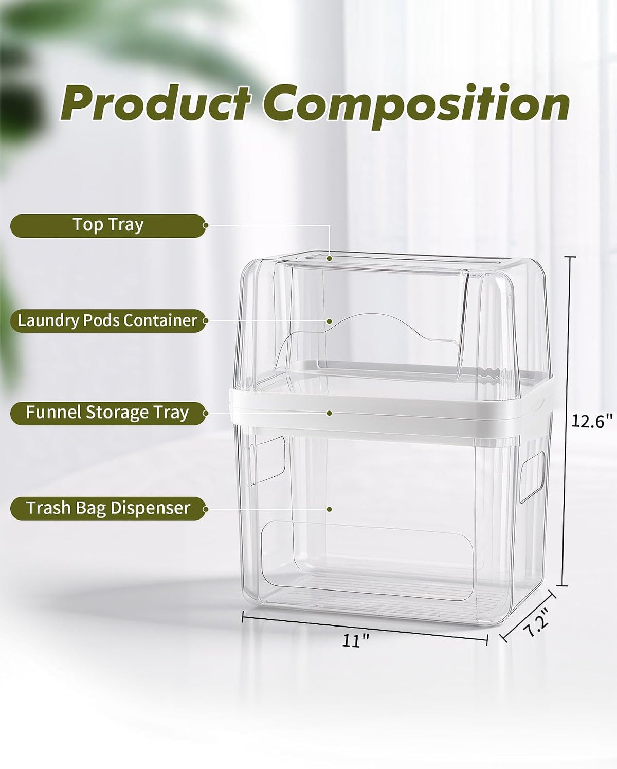 Trash Bag Dispenser Dishwasher Pods Container Under Sink Organizer – close-up