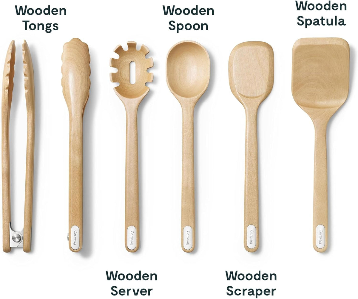 5-Piece Wooden Utensil Set, Cooking Utensil Set – close-up