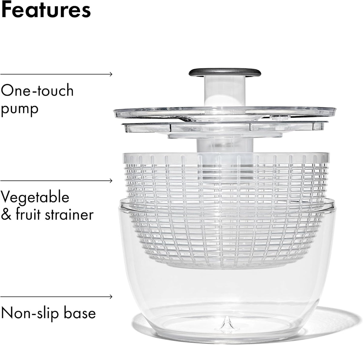 OXO Good Grips 6.22 Qt Salad Spinner, Vegetable Washer with Bowl & Strainer – another angle