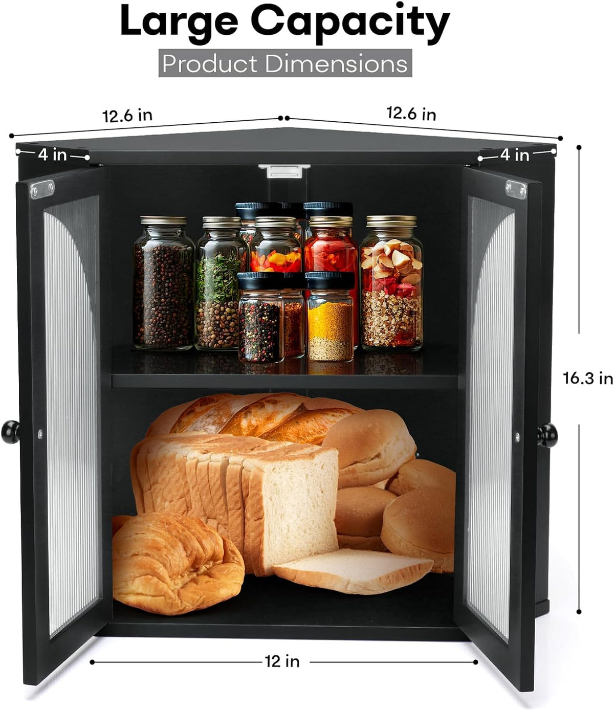 Corner Bread Box for Kitchen Countertop,Double Layer Bread Holder – detail