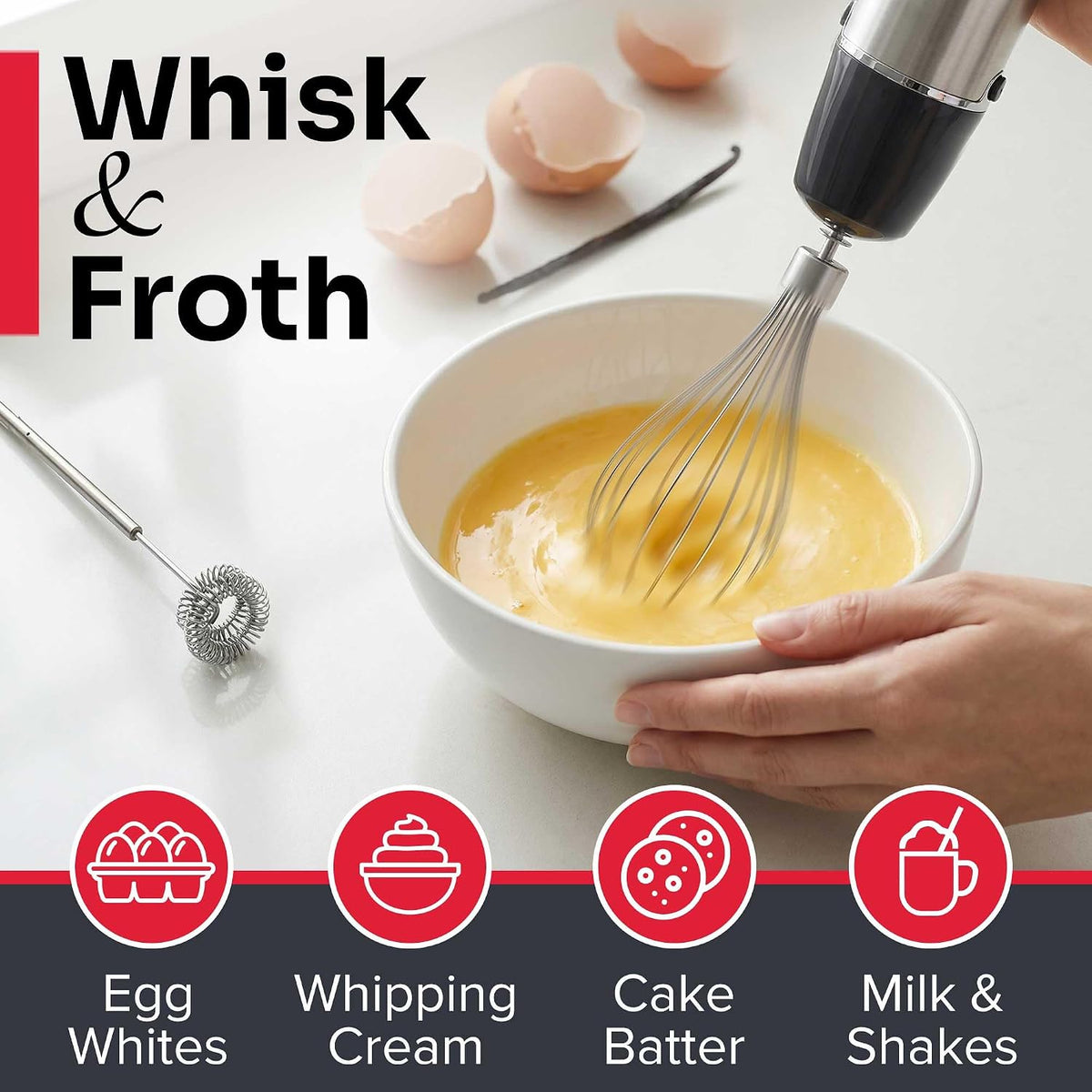 Mueller Multistick 5-in-1 Immersion Blender Handheld, 12-Speed Hand Mixer – features