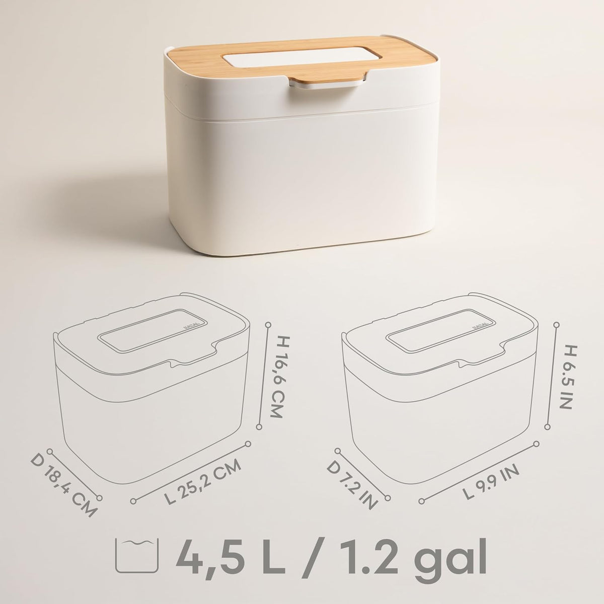 Compost Bin Kitchen 'Elin' | 1.2 GAL / 4.5L Countertop Compost Bin with Wooden – close-up