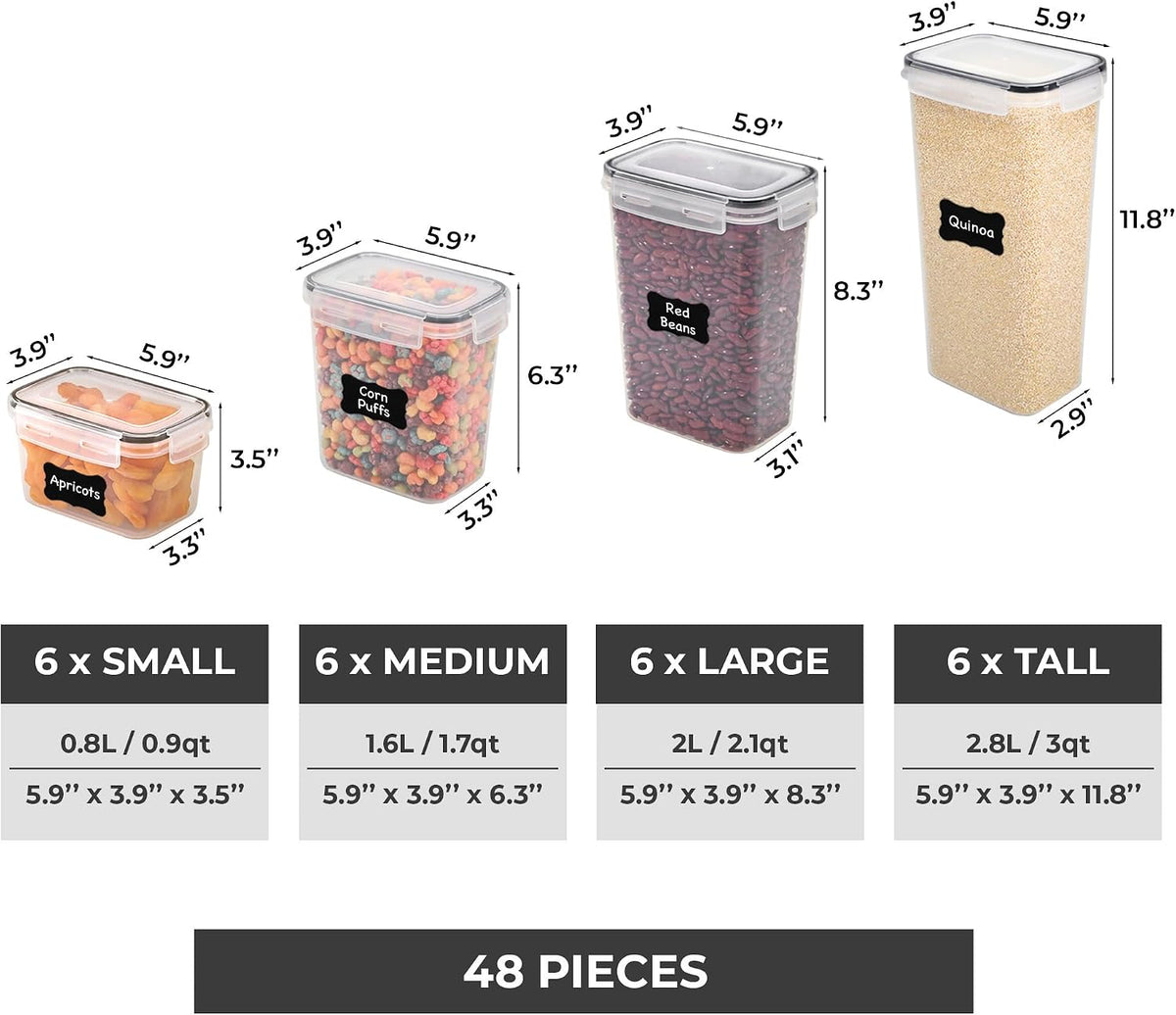 Kitchen Storage Containers with Lids, 48 PCS Airtight Food Storage Containers – detail