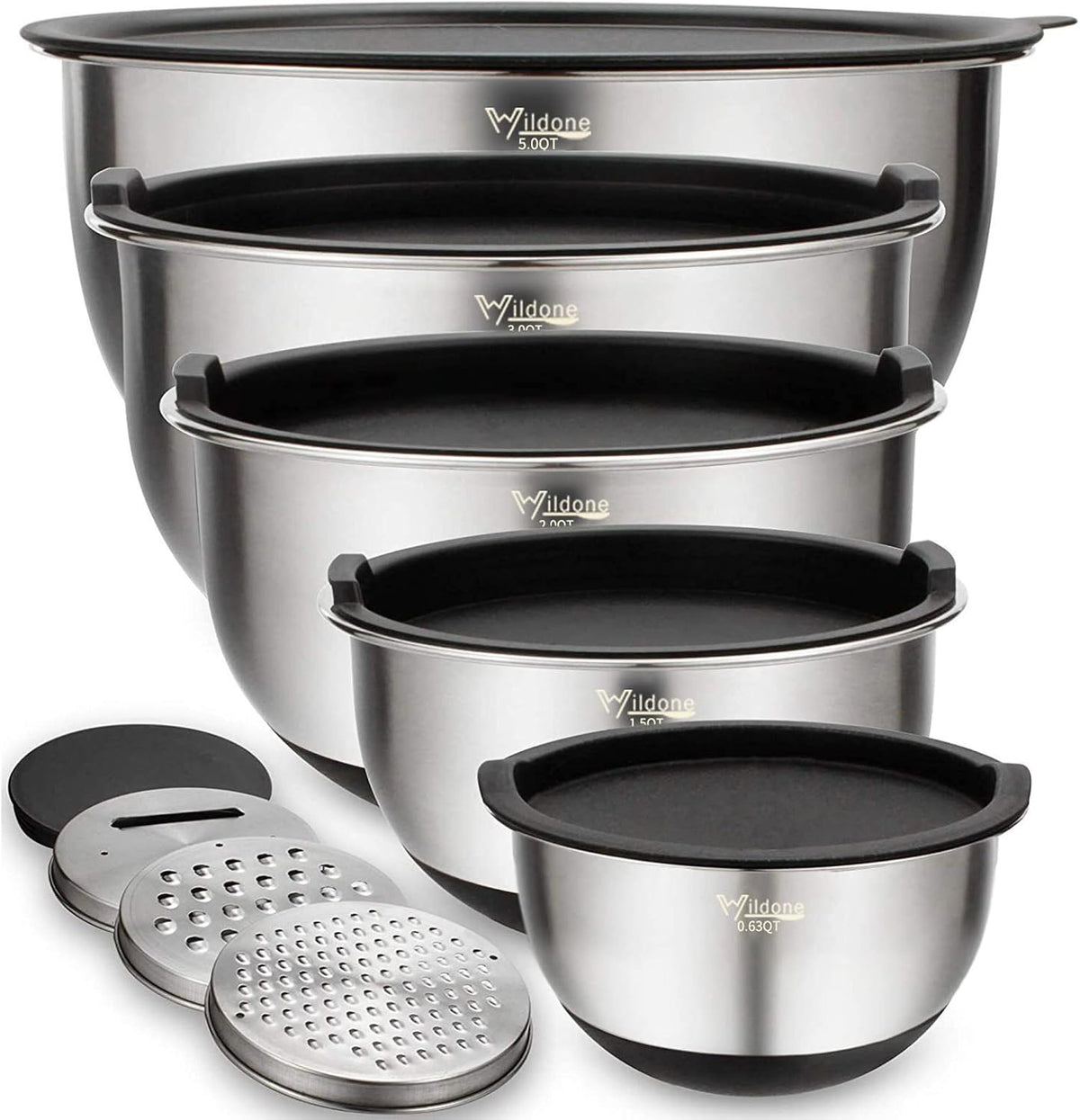 Mixing Bowls with Airtight Lids Set, 5PCS Stainless Steel Nesting Bowls