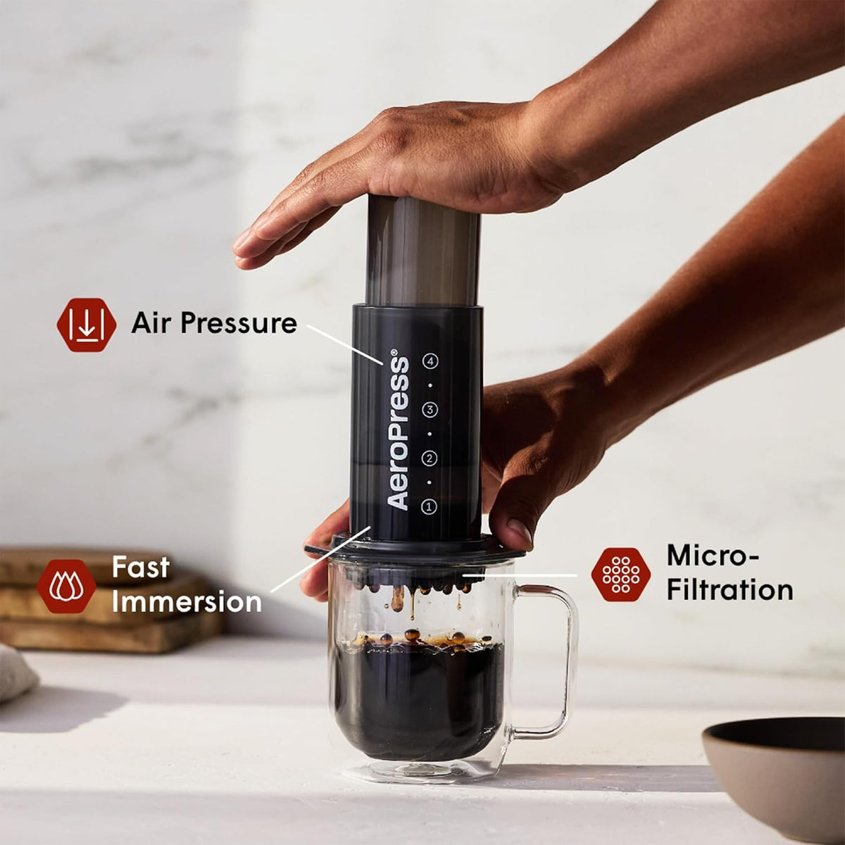 Original Coffee Press, French Press, Pour-Over & Espresso Style – detail