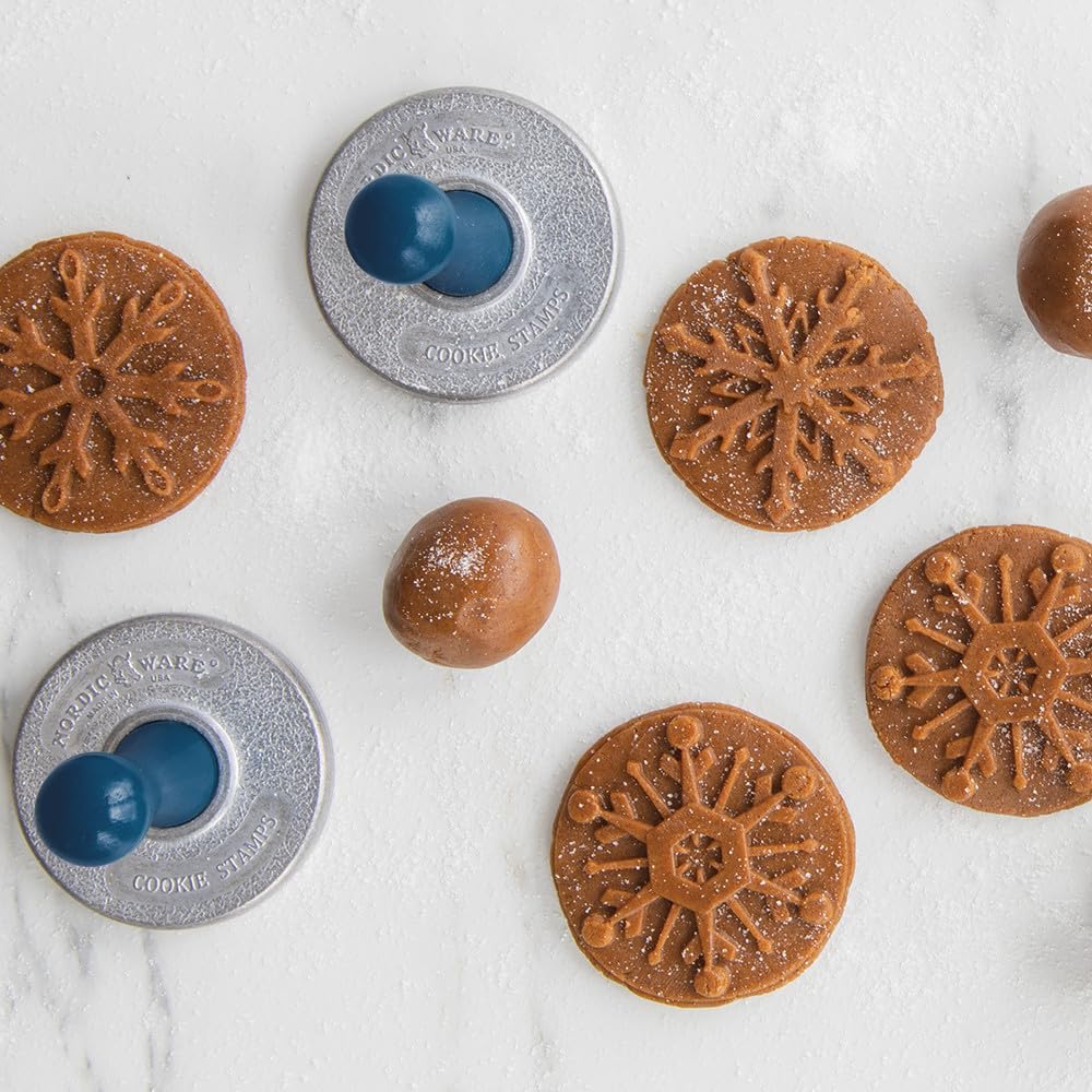 Snowflake Cookie Stamps (Set of 3), Sturdy Cast Aluminium Cookie Stamp Set – features