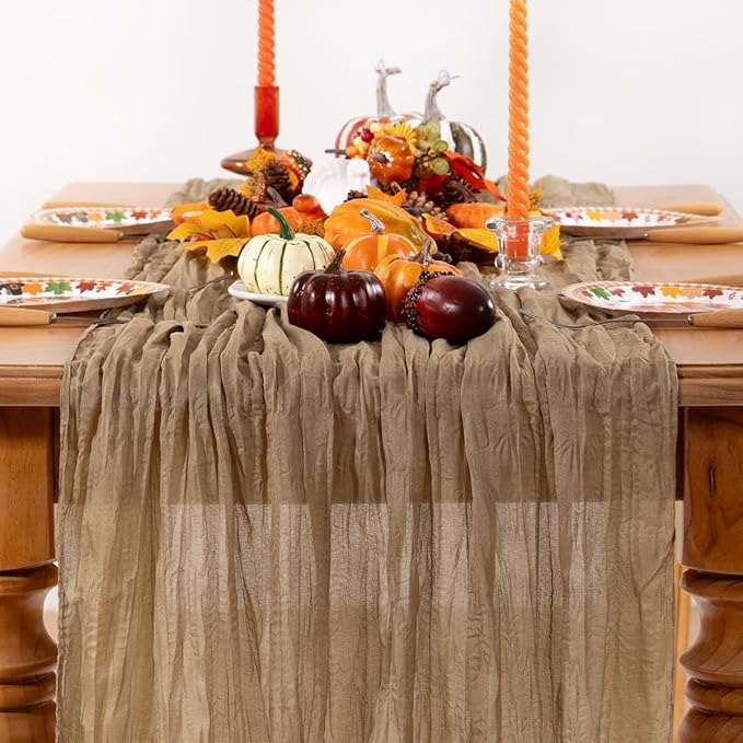 Table Runners, Nude Cheesecloth Gauze, Set of 6, 35 x 120 Inches
