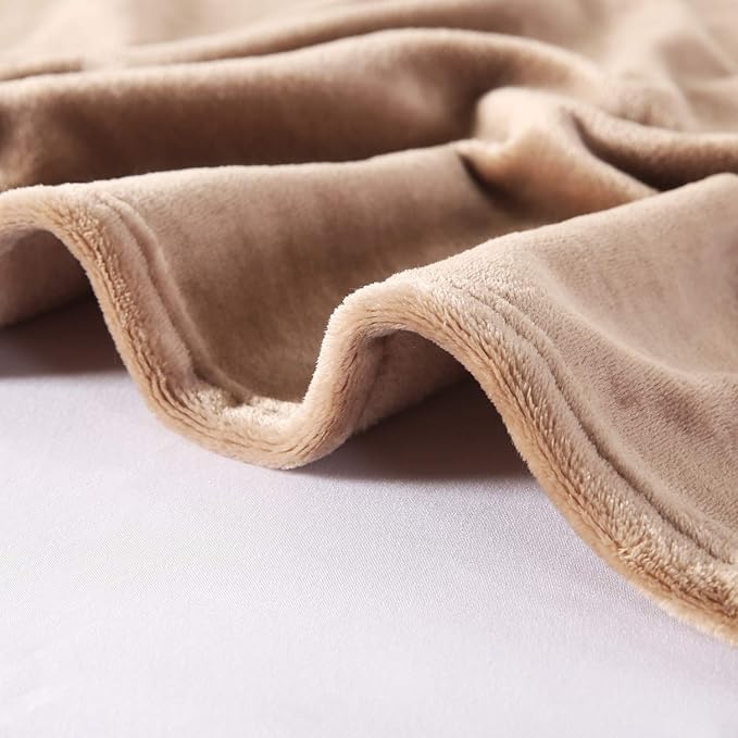 Throw Blanket in Light Coffee Flannel Fleece, 60 x 80 Inch