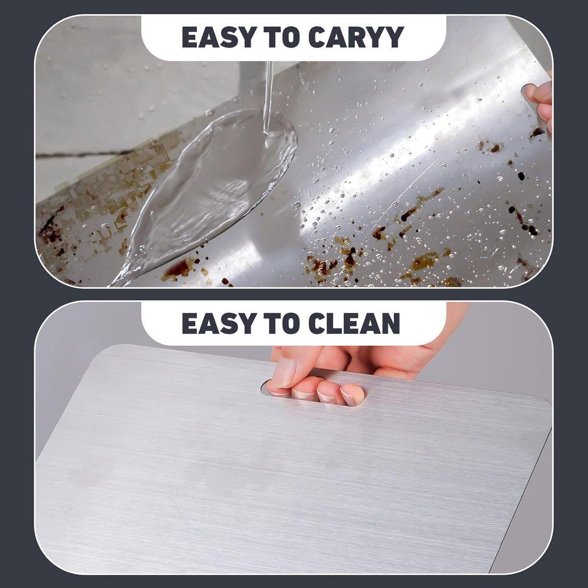 Stainless Steel Cutting Board Set of 3,Non Toxic Cutting Boards for Kitchen – alternate view