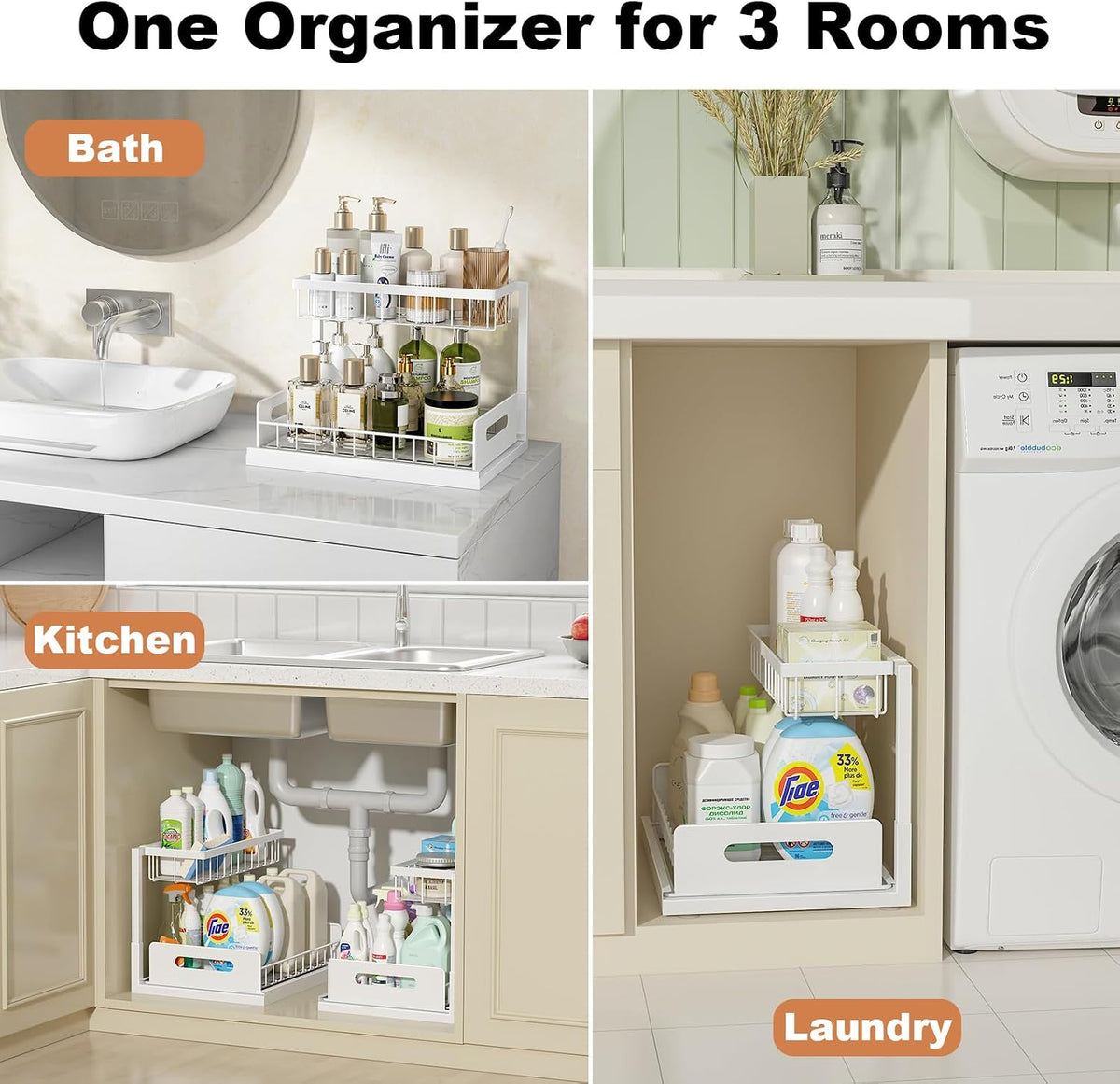 Under Sink Organizer, L-Shaped 2 Tier Pull Out Cabinet Organizer – close-up