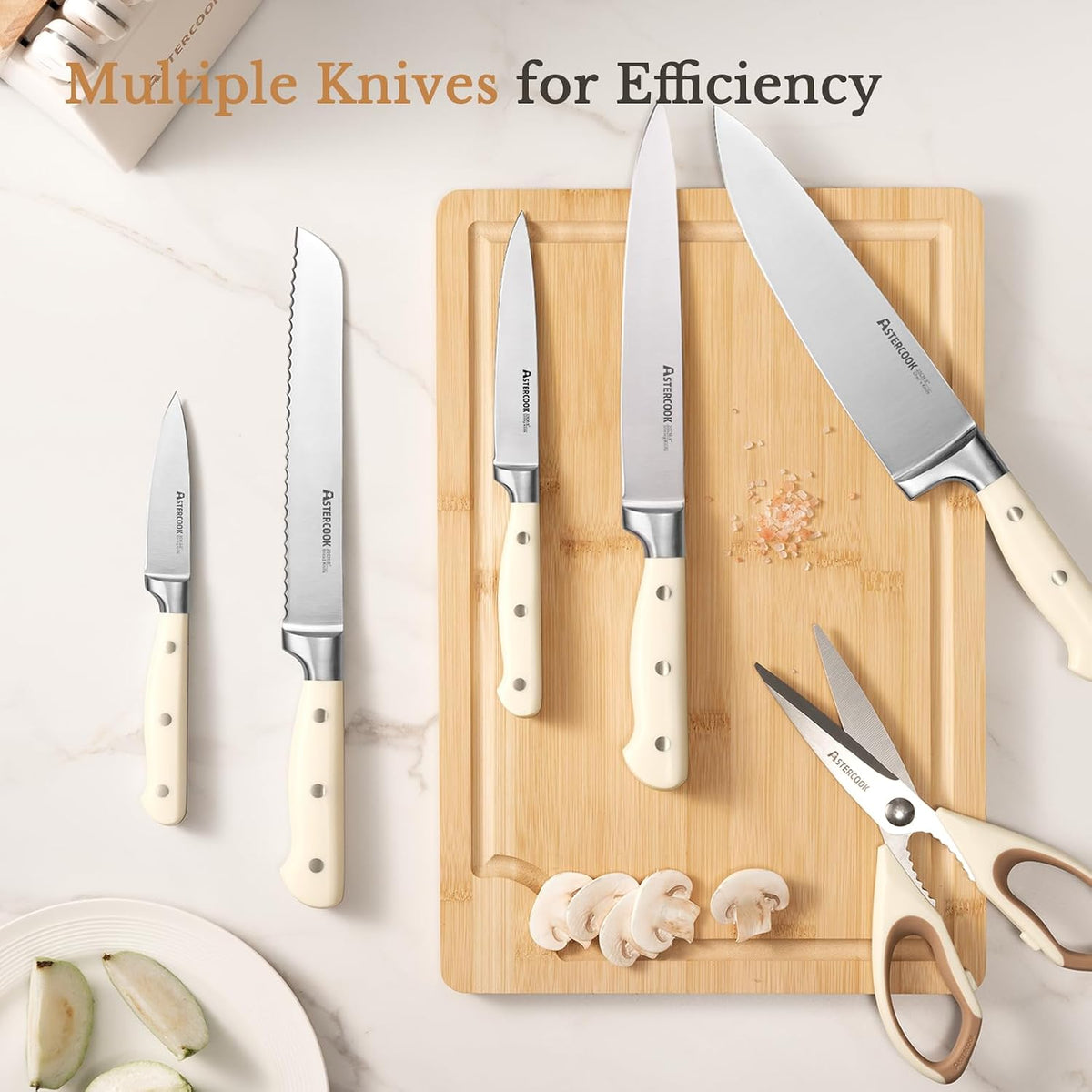 Knife Set, Kitchen Knife Set with Block 14-Piece Full Tang Stainless Steel – size reference