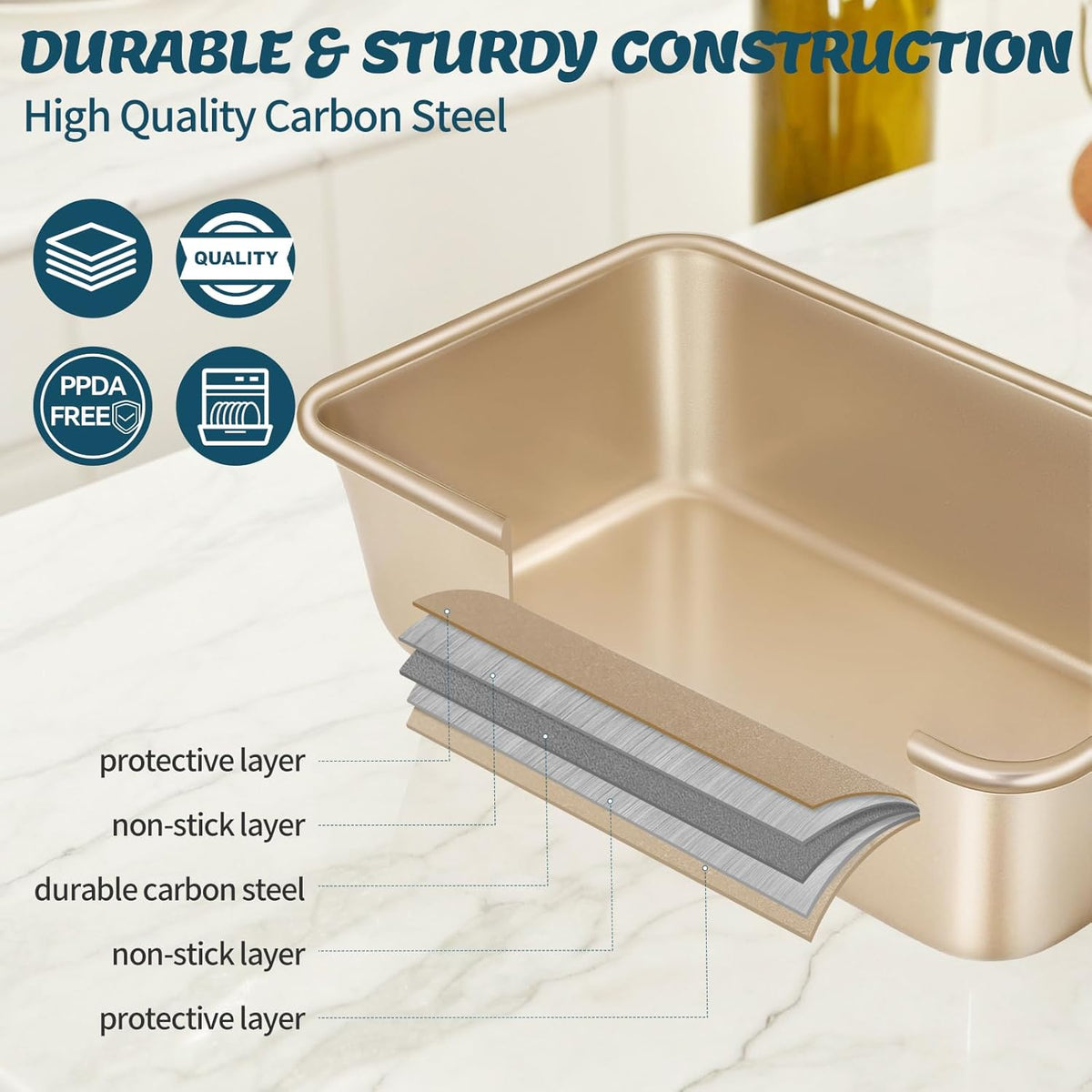 Baking Pans Set, Nonstick Stackable Bakeware Sets, Oven Pans for Cooking, 6 – close-up