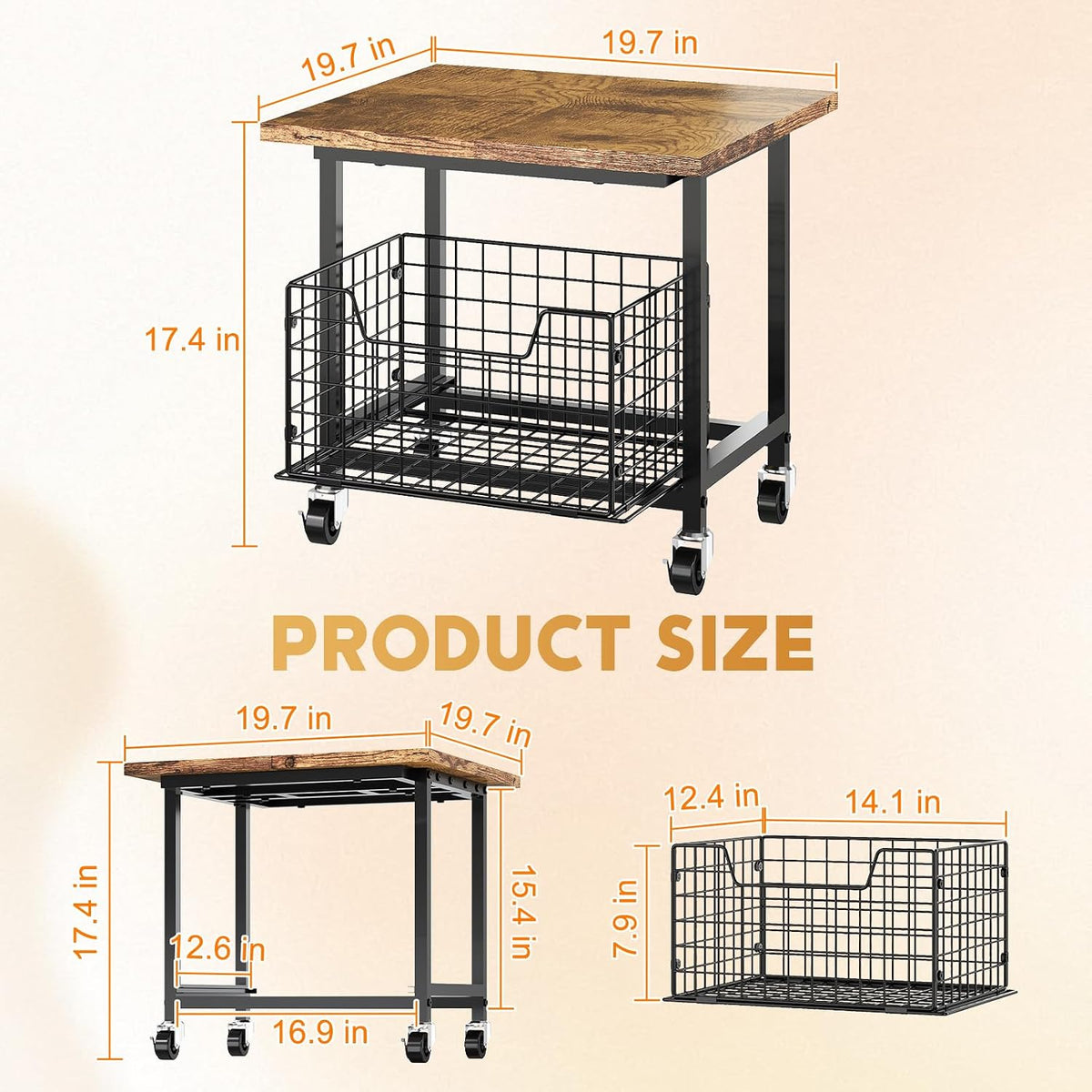 Mini Fridge Stand with Storage, Small Refrigerator Stand with Wheels, Rolling – features