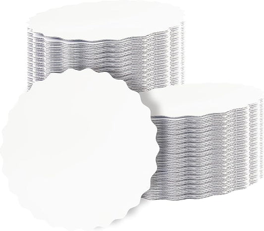 qiqee 6 Inch White Wave Cake Boards Round 15-Packs Circles Rounds Base Food-Grade Cardboard Wave Cake Plate（Thinner But Stronger）