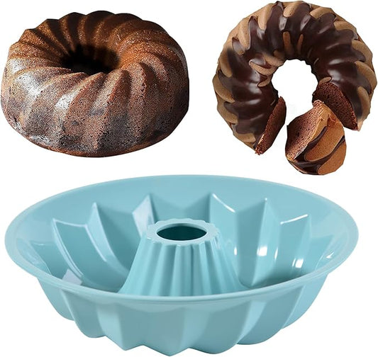 Silicone Cake Mold Flower Shaped - Non-Stick Bundt Pan, Reusable Flexible Baking Mold for Cakes Cupcakes Chocolate, Easy to Clean Blue Baking Supplies
